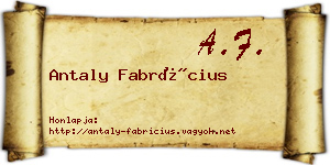 Antaly Fabrícius névjegykártya